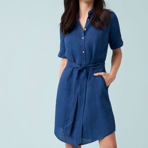 UNTUCKit Nancy Shirtdress (Navy, Linen, Wrinkle-Resistant, Size 6, EUC)